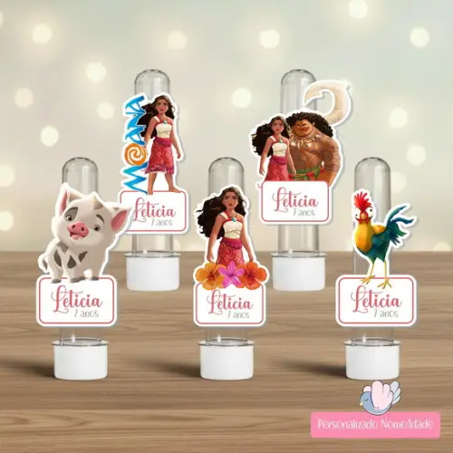 40 Apliques para Tubetes Personalizados - Moana