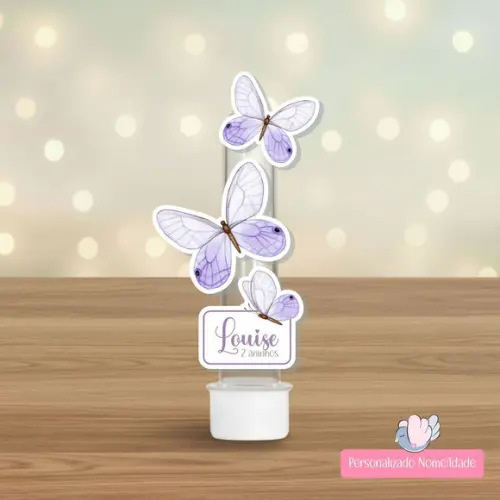50 Apliques para Tubetes Personalizados - Borboleta Lilás