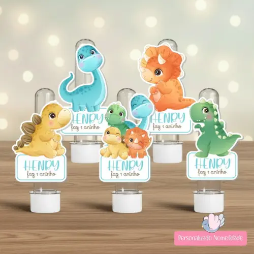 50 Apliques para Tubetes Personalizados - Dinossauros