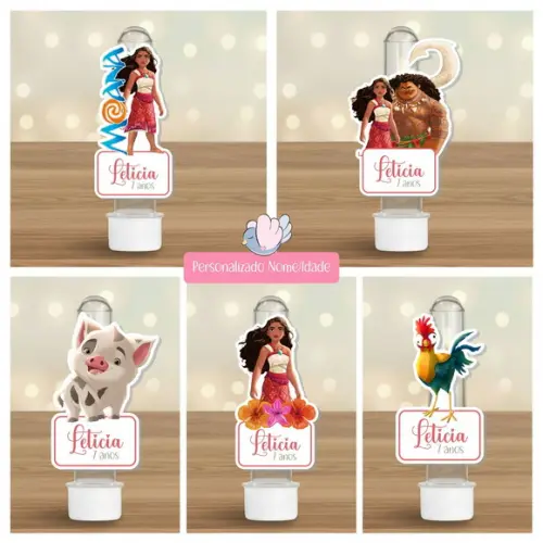 50 Apliques para Tubetes Personalizados - Moana