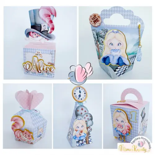 Personalizados - Caixinhas - Alice Aquarela - 10 Itens