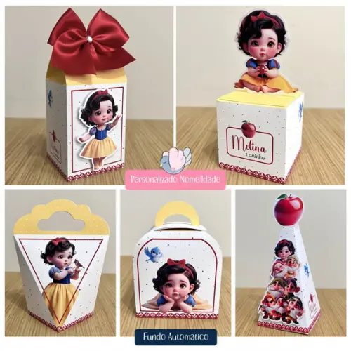 Personalizados - Caixinhas - Branca de Neve Cute - 30 Itens