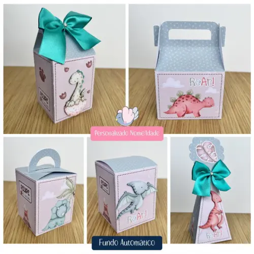 Personalizados - Caixinhas - Dino Aquarela - 10 Itens