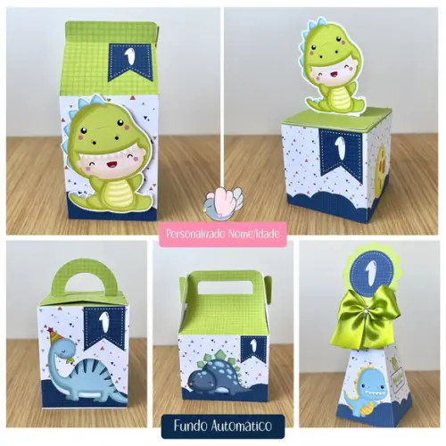 Personalizados - Caixinhas - Dino Baby - 30 Itens