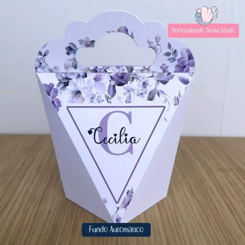 Personalizados - Caixinhas - Floral Lilás - 10 Itens