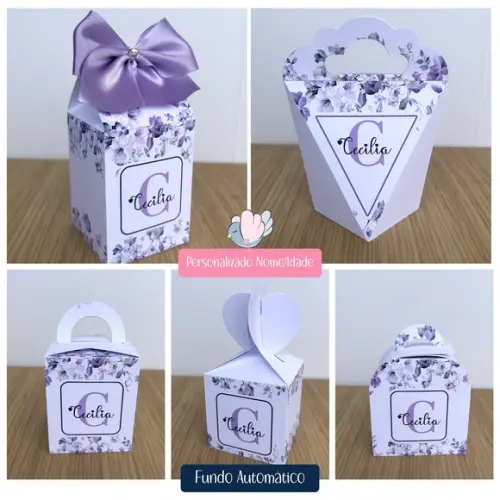 Personalizados - Caixinhas - Floral Lilás - 10 Itens
