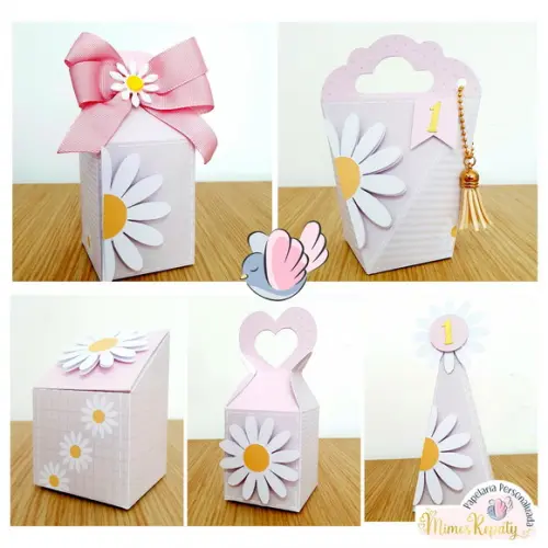 Personalizados - Caixinhas - Margarida Rosa - 10 Itens