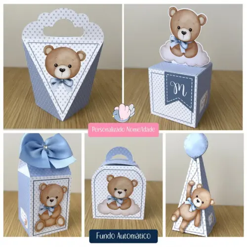 Personalizados - Caixinhas - Ursinho Azul - 15 Itens