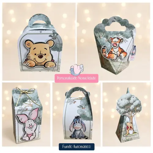 Personalizados - Caixinhas - Ursinho Pooh Vintage- 15 Itens