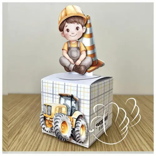 Personalizados - Caixinhas -construção Aquarela- 10 Itens