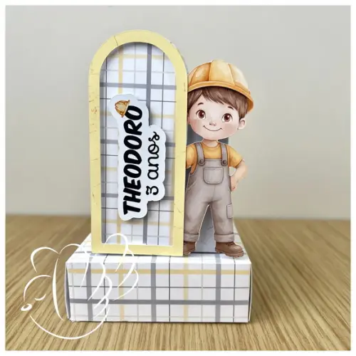 Personalizados - Caixinhas -construção Aquarela- 10 Itens