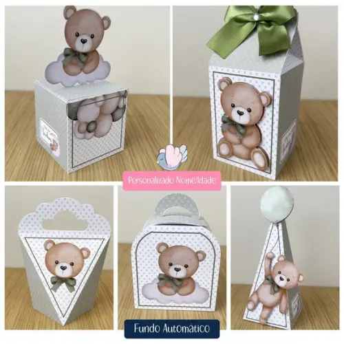 Personalizados - Chá de Bebê Ursinho Verde - 40 Itens