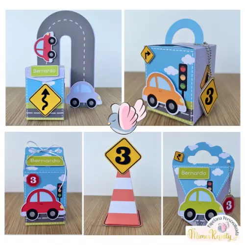 Personalizados-caixinhas - Carrinhos Coloridos - 10 Itens