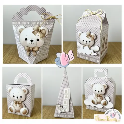 Personalizados-caixinhas - Chá de Bebê Ursinho - 10 Itens