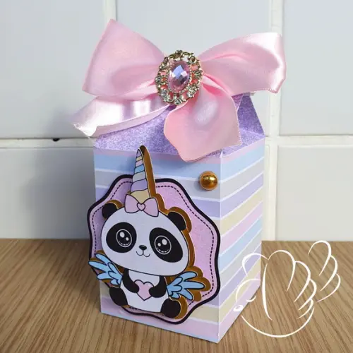 Personalizados-caixinhas - Panda Unicórnio - 10 Itens