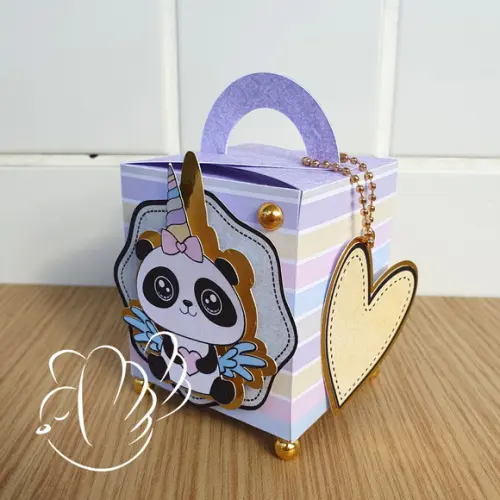 Personalizados-caixinhas - Panda Unicórnio - 10 Itens