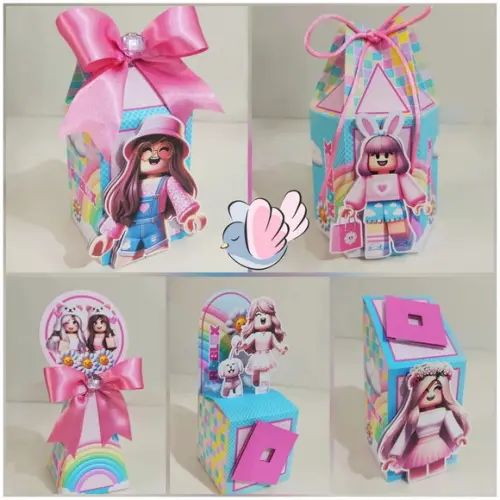 Personalizados-caixinhas - Roblox Menina - 10 Itens