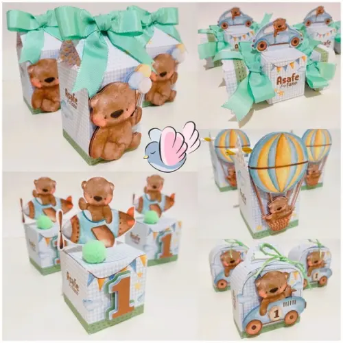 Personalizados-caixinhas - Ursinho Baloeiro - 10 Itens