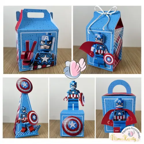 Personalizados-caixinhas- Capitão America Lego- 10 Itens