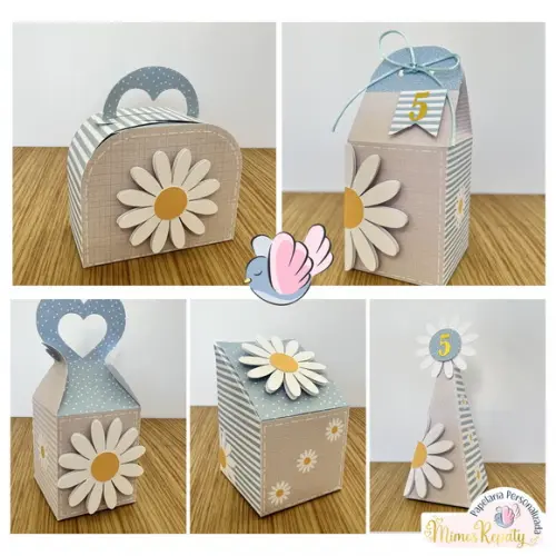 Personalizados-caixinhas- Margarida Azul - 10 Itens