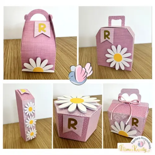 Personalizados-caixinhas- Margarida Rosa - 10 Itens