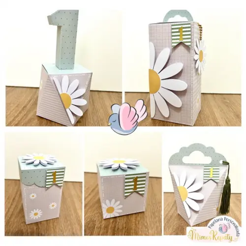 Personalizados-caixinhas- Margarida Verde - 10 Itens