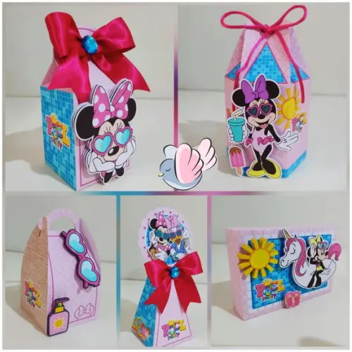 Personalizados-caixinhas- Minnie Pool Party - 10 Itens