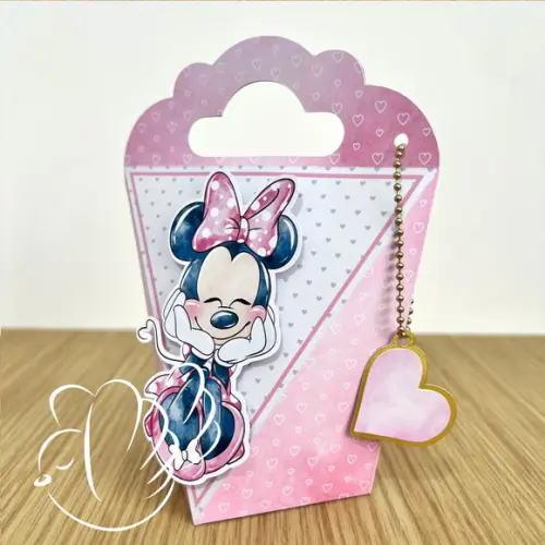 Personalizados-caixinhas- Minnie Rosa Aquarela - 10 Itens
