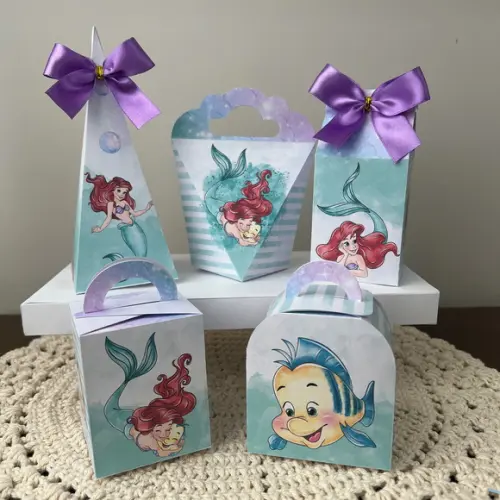 Personalizados-caixinhas- Pequena Sereia Aquarela - 10 Itens