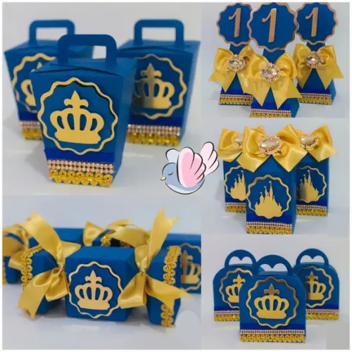 Personalizados-caixinhas- Realeza Azul - 10 Itens