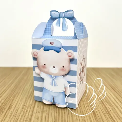 Personalizados-caixinhas- Urso Marinheiro Aquarela- 10 Itens