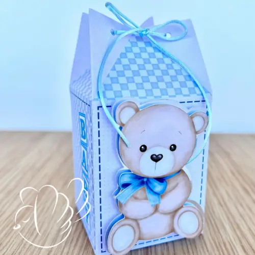Personalizados-caixinhas-cha de Bebê Ursinho Azul - 10 Itens
