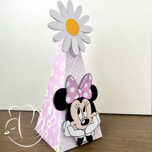 Personalizados-caixinhas-minnie Rosa Margaridas - 10 Itens