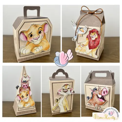 Personalizados-caixinhas-rei Leão Aquarela - 10 Itens