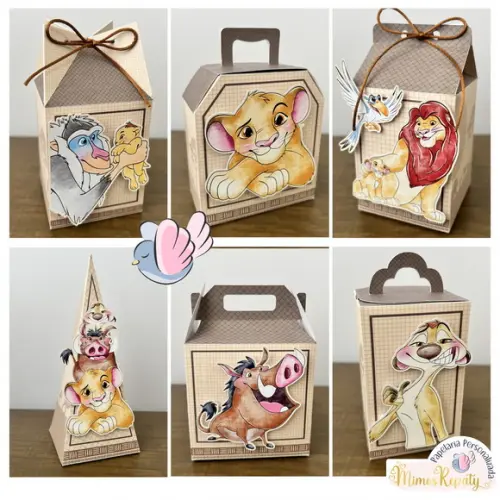 Personalizados-caixinhas-rei Leão Aquarela - 30 Itens