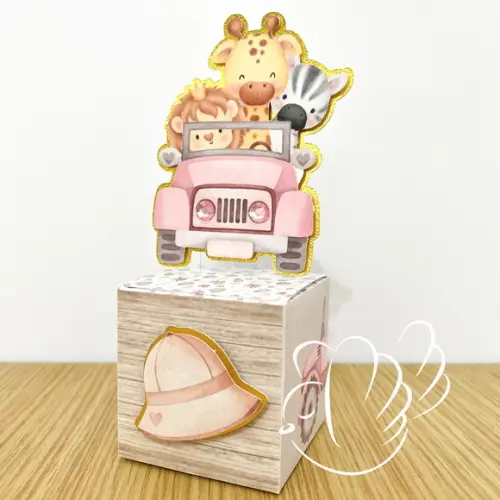 Personalizados-caixinhas-safari Rosa -10 Itens