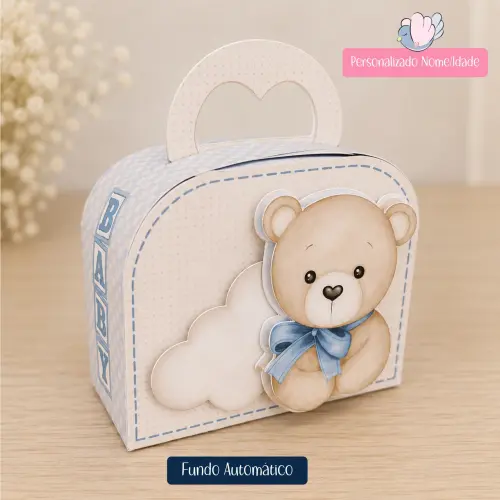 Personalizados-caixinhas-cha de Bebê Ursinho Azul - 10 Itens