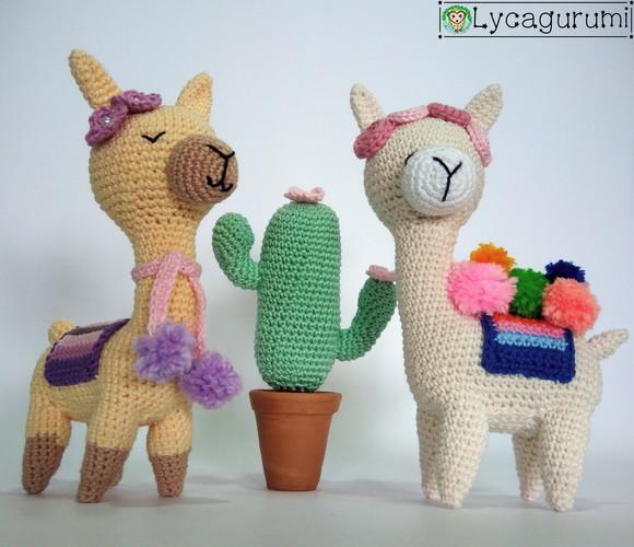 Alpaca Lhama Amigurumi - com Cacto e Pompons (kit Completo)