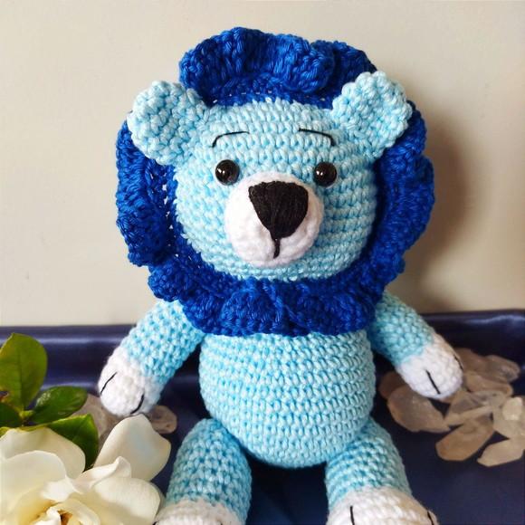 Leão Safari Amigurumi Azul - Candy Colors