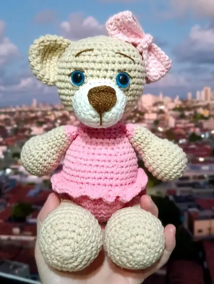 Amigurumi Ursa de Vestido (quarto de Bebê, Decoração, Crochê
