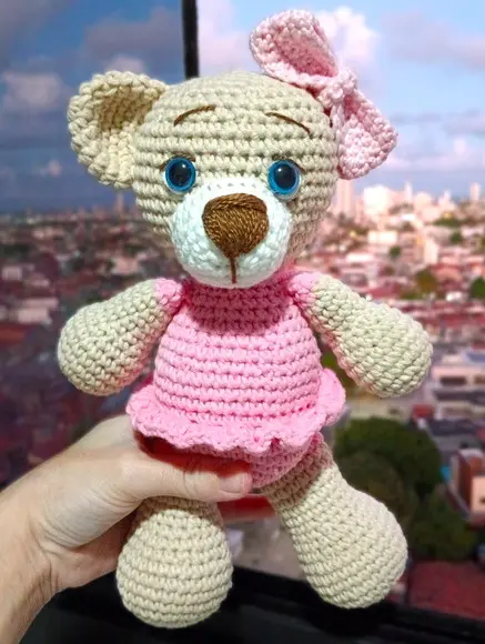 Amigurumi Ursa de Vestido (quarto de Bebê, Decoração, Crochê