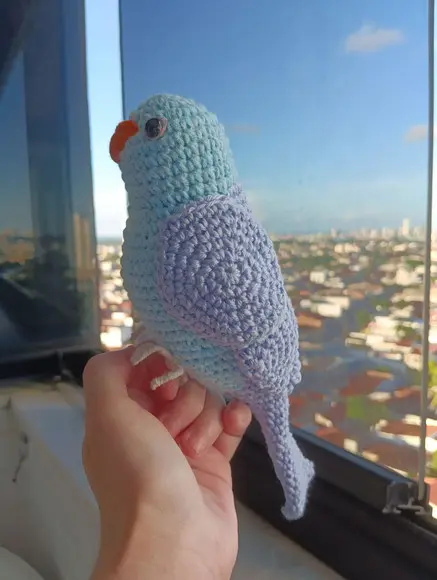 Periquito Ring Neck Amigurumi (periquito de Colar)