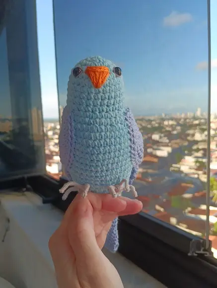 Periquito Ring Neck Amigurumi (periquito de Colar)