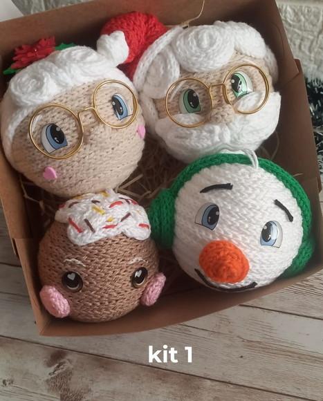 Bolas de Natal em Tricotin - Kit