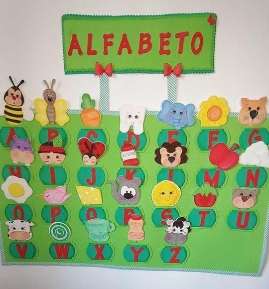 Painel Alfabeto Ilustrado em Eva