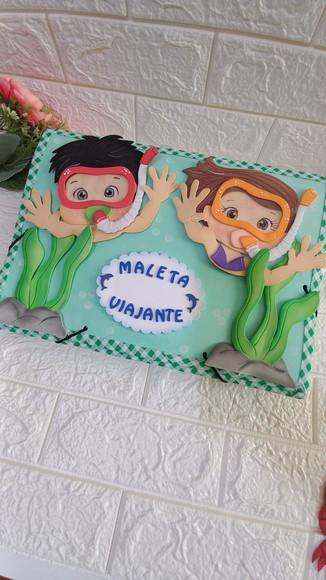 Pasta Viajante /com Elastico Toda Forrada Tema Meninos Mar