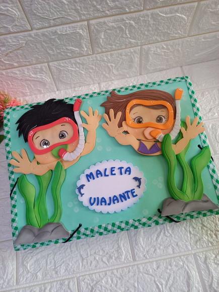 Pasta Viajante /com Elastico Toda Forrada Tema Meninos Mar