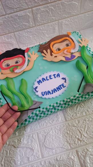 Pasta Viajante /com Elastico Toda Forrada Tema Meninos Mar
