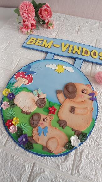 Placa Bem Vindos Capivara