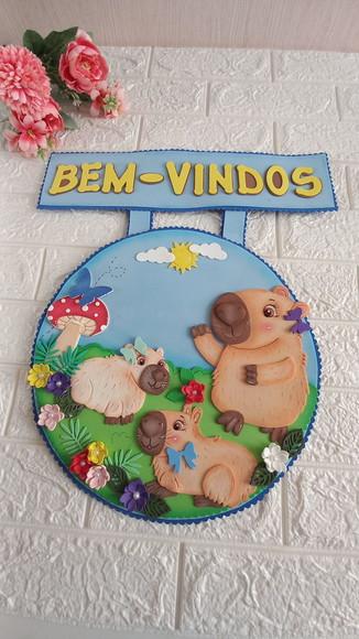 Placa Bem Vindos Capivara